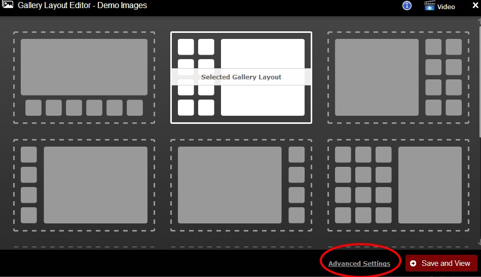 advanced settings gallery layout