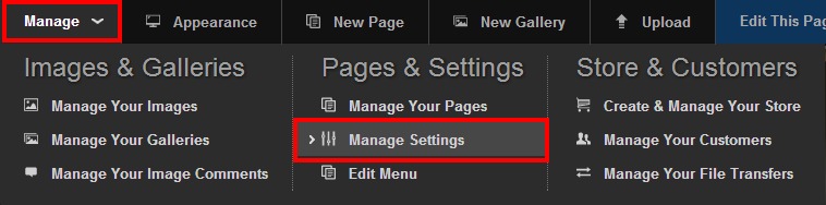 manage settings
