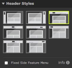 Header Layout Icons in the Header Styles Menu